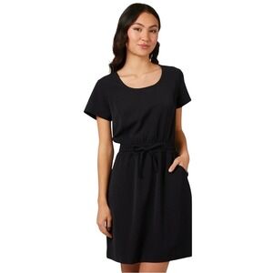 NWT 32‎ Cool Versatile Black Drawstring Waist Short Sleeve Dress Comfort  Large